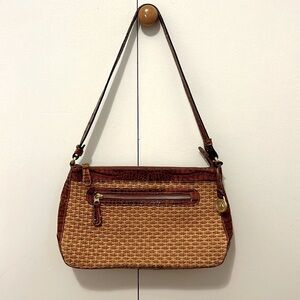 Brahmin Tisbury Collection Croc Embossed Leather Straw Shoulder Bag